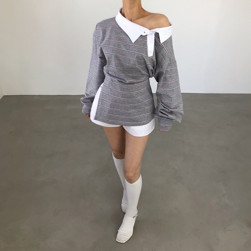 2TWO MOON韓國代購女裝新款時尚職業人氣26春夏熱賣長袖T恤2TWO MOON長袖T恤