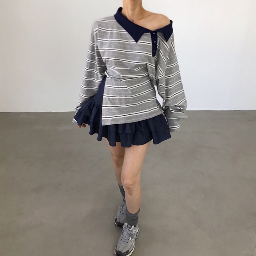 2TWO MOON韓國代購女裝新款時尚職業人氣26春夏熱賣長袖T恤2TWO MOON長袖T恤圖色2