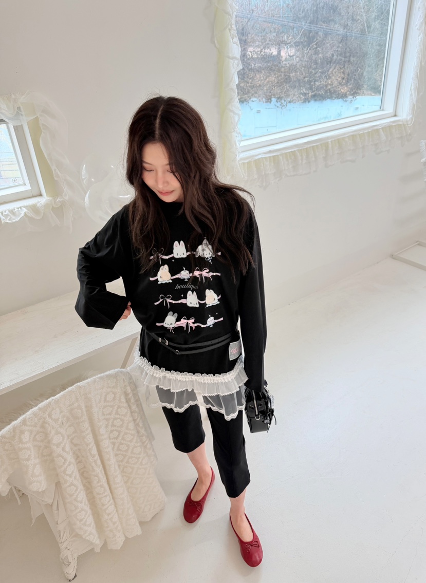 BOUTIQUE-L韓國代購女裝新品職業休閑時尚人氣26春夏長袖T恤BOUTIQUE-L長袖T恤