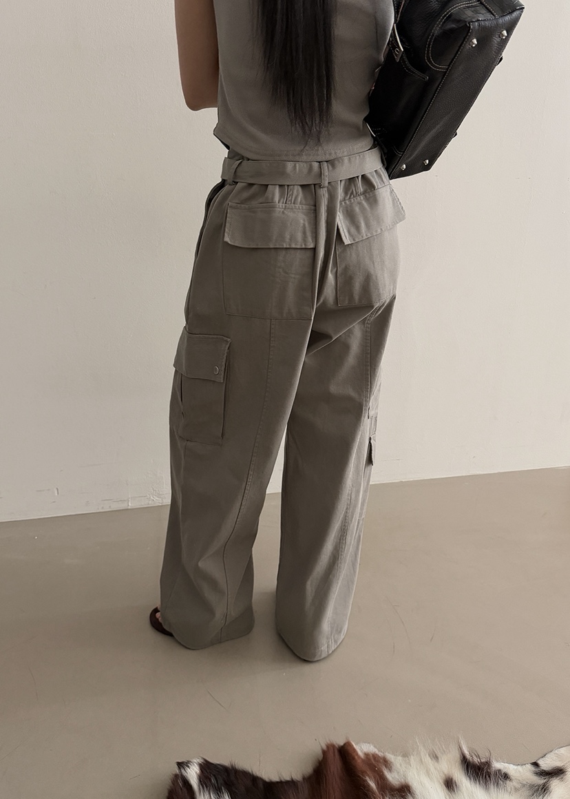 AMOOD韓國東大門直郵女士新款職業26春夏休閑褲含腰帶口袋AMOOD休閑褲