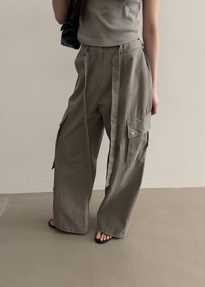 AMOOD韓國東大門直郵女士新款職業26春夏休閑褲含腰帶口袋AMOOD休閑褲