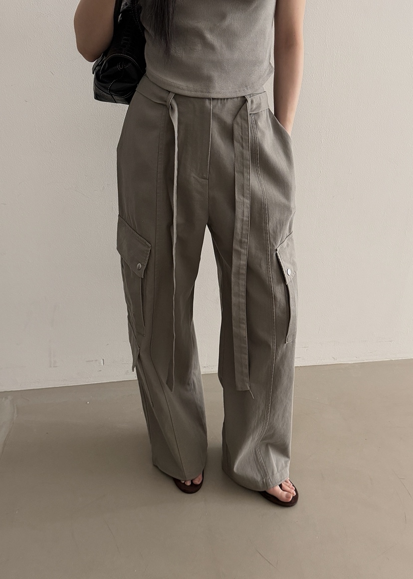 AMOOD韓國東大門直郵女士新款職業26春夏休閑褲含腰帶口袋AMOOD休閑褲