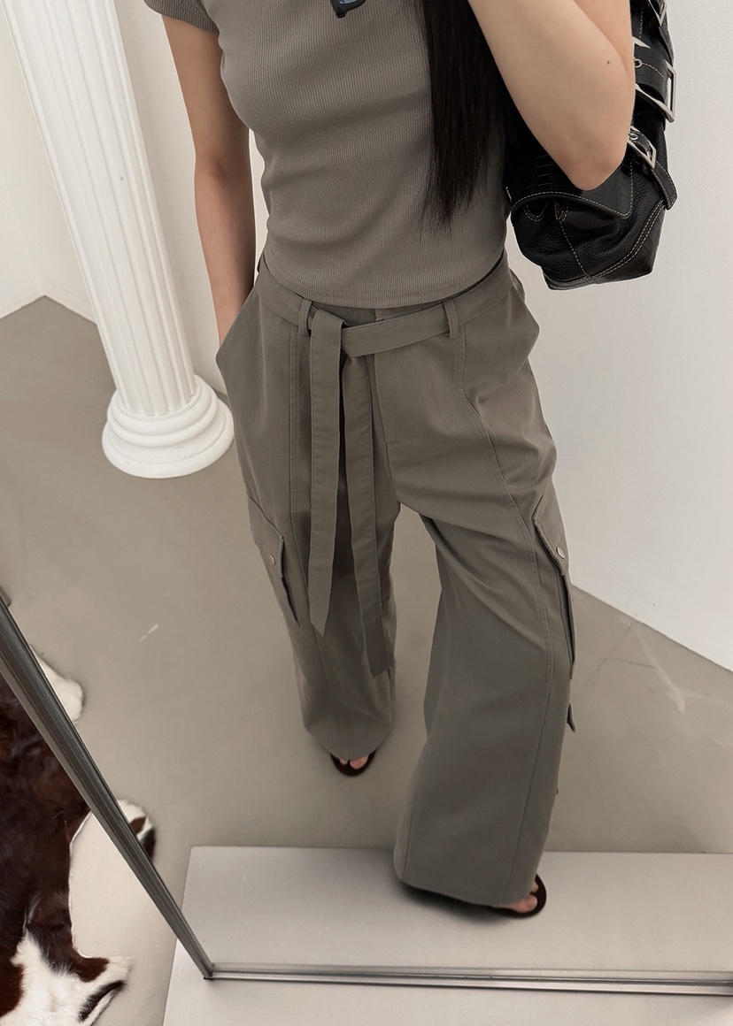 AMOOD韓國東大門直郵女士新款職業26春夏休閑褲含腰帶口袋AMOOD休閑褲