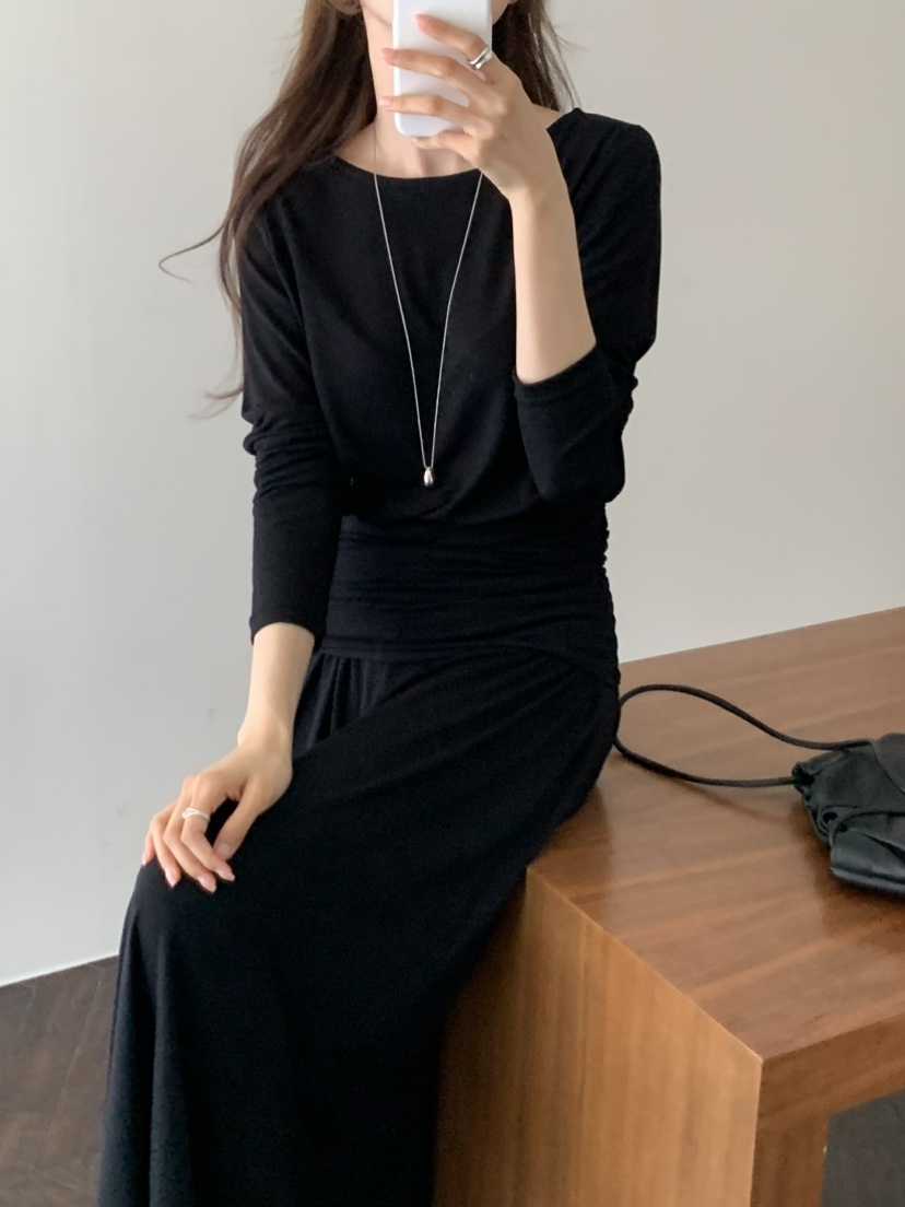 NOTICE韓國直郵實拍女裝新品推薦26春夏職業連衣裙褶皺長款NOTICE連衣裙