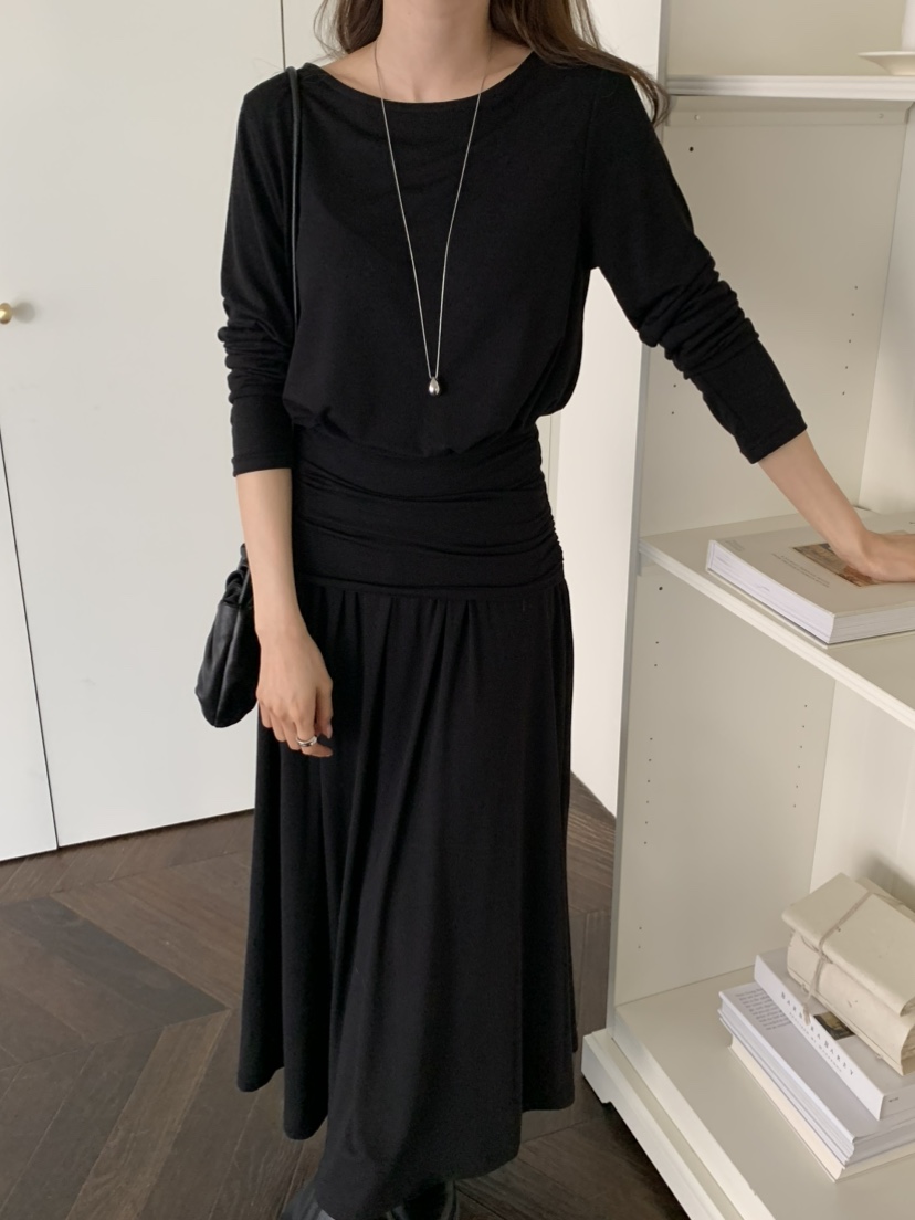 NOTICE韓國直郵實拍女裝新品推薦26春夏職業連衣裙褶皺長款NOTICE連衣裙