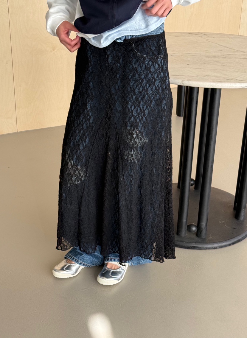 ZEROZERO韓國東大門直郵女裝新品26春夏人氣休閑長裙蕾絲ZEROZERO長裙圖色2