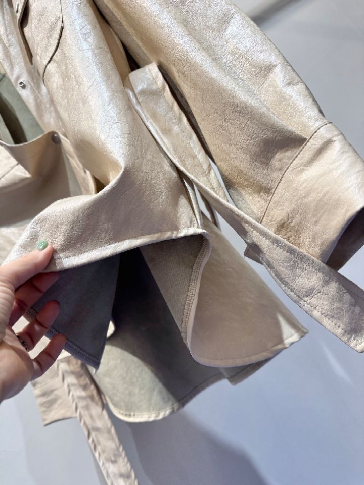 1.3韓國直郵實拍女裝新品職業26春夏休閑夾克含腰帶皮革1.3夾克