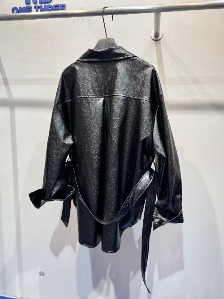 1.3韓國直郵實拍女裝新品職業26春夏休閑夾克含腰帶皮革1.3夾克