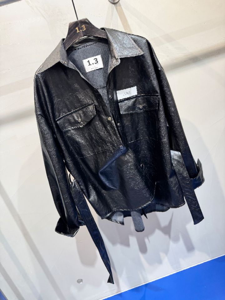 1.3韓國直郵實拍女裝新品職業26春夏休閑夾克含腰帶皮革1.3夾克