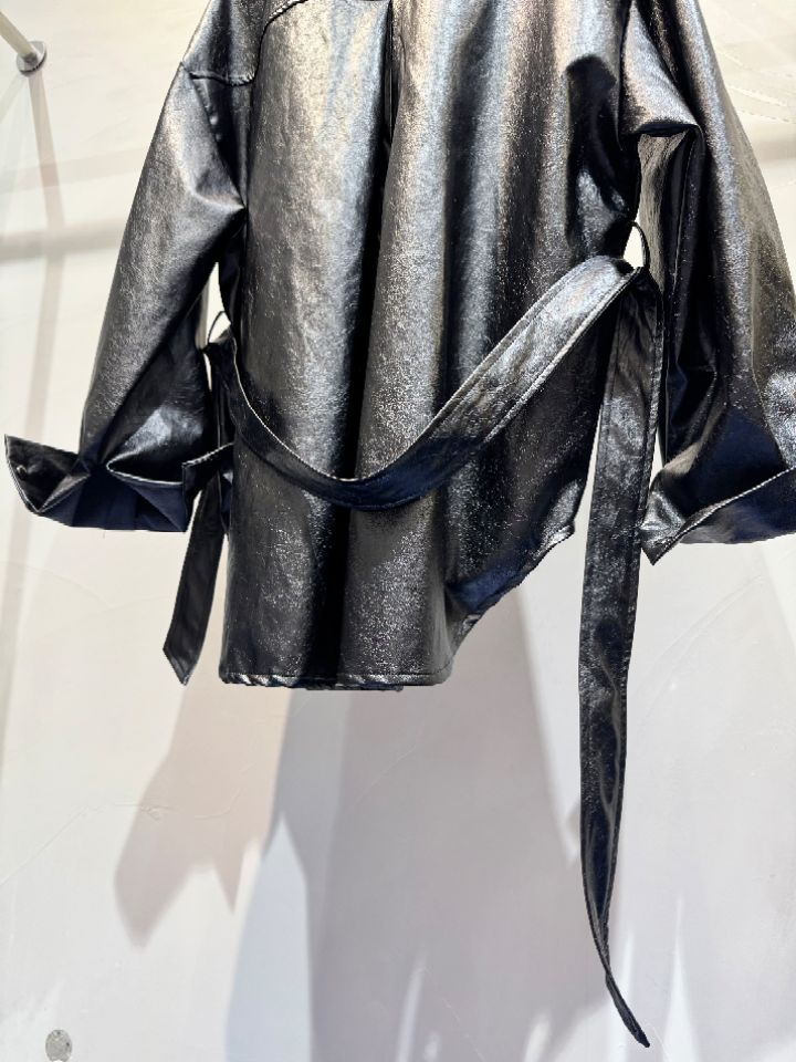 1.3韓國直郵實拍女裝新品職業26春夏休閑夾克含腰帶皮革1.3夾克