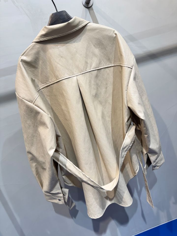 1.3韓國直郵實拍女裝新品職業26春夏休閑夾克含腰帶皮革1.3夾克