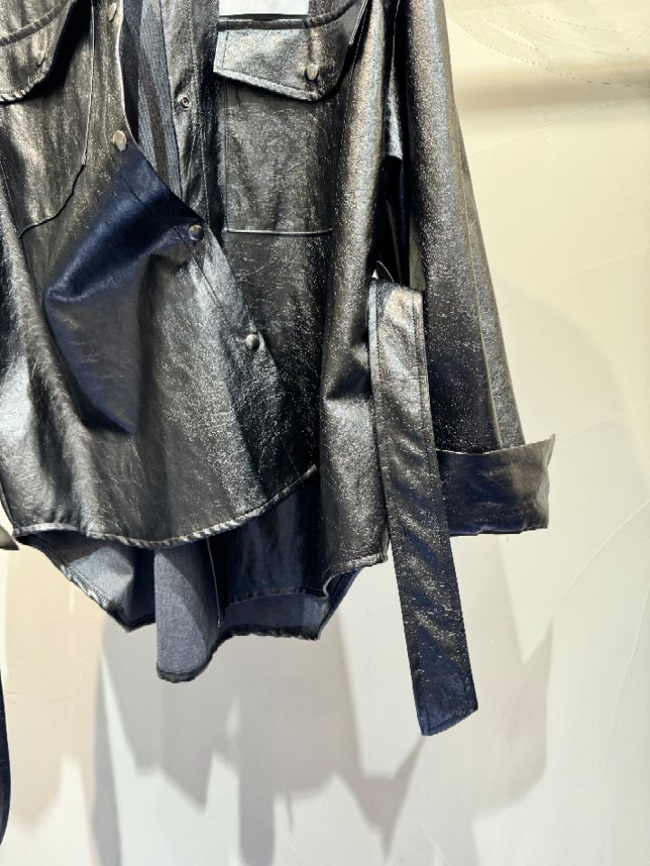 1.3韓國直郵實拍女裝新品職業26春夏休閑夾克含腰帶皮革1.3夾克