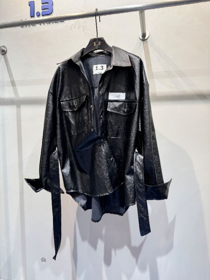 1.3韓國直郵實拍女裝新品職業26春夏休閑夾克含腰帶皮革1.3夾克