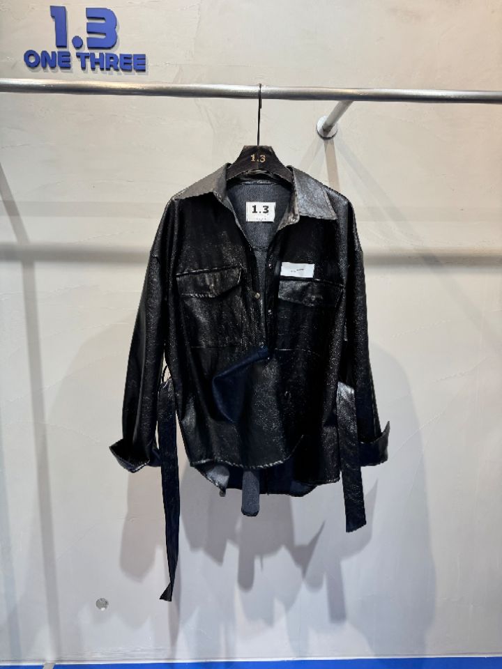 1.3韓國直郵實拍女裝新品職業26春夏休閑夾克含腰帶皮革1.3夾克圖色1