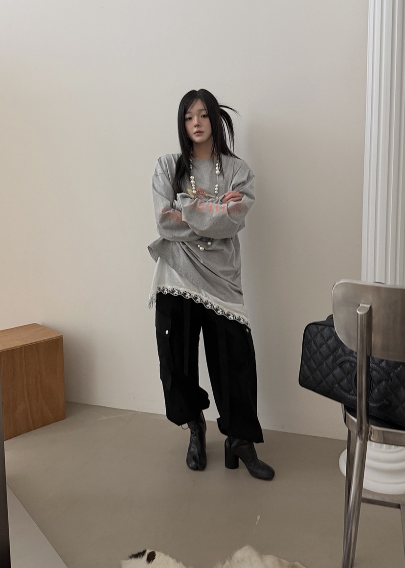 AMOOD韓國直郵實拍女士新品推薦時尚26春夏職業人氣長袖T恤AMOOD長袖T恤