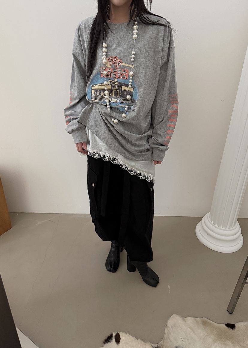 AMOOD韓國直郵實拍女士新品推薦時尚26春夏職業人氣長袖T恤AMOOD長袖T恤