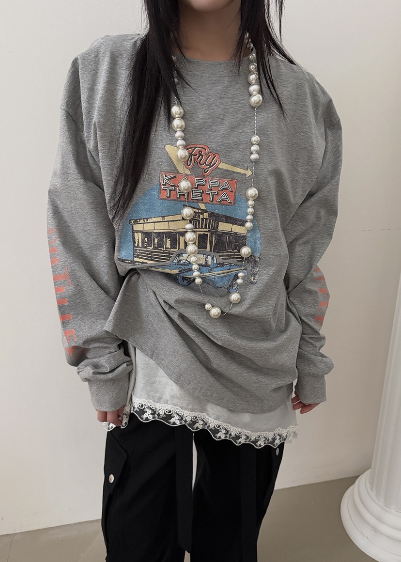 AMOOD韓國直郵實拍女士新品推薦時尚26春夏職業人氣長袖T恤AMOOD長袖T恤