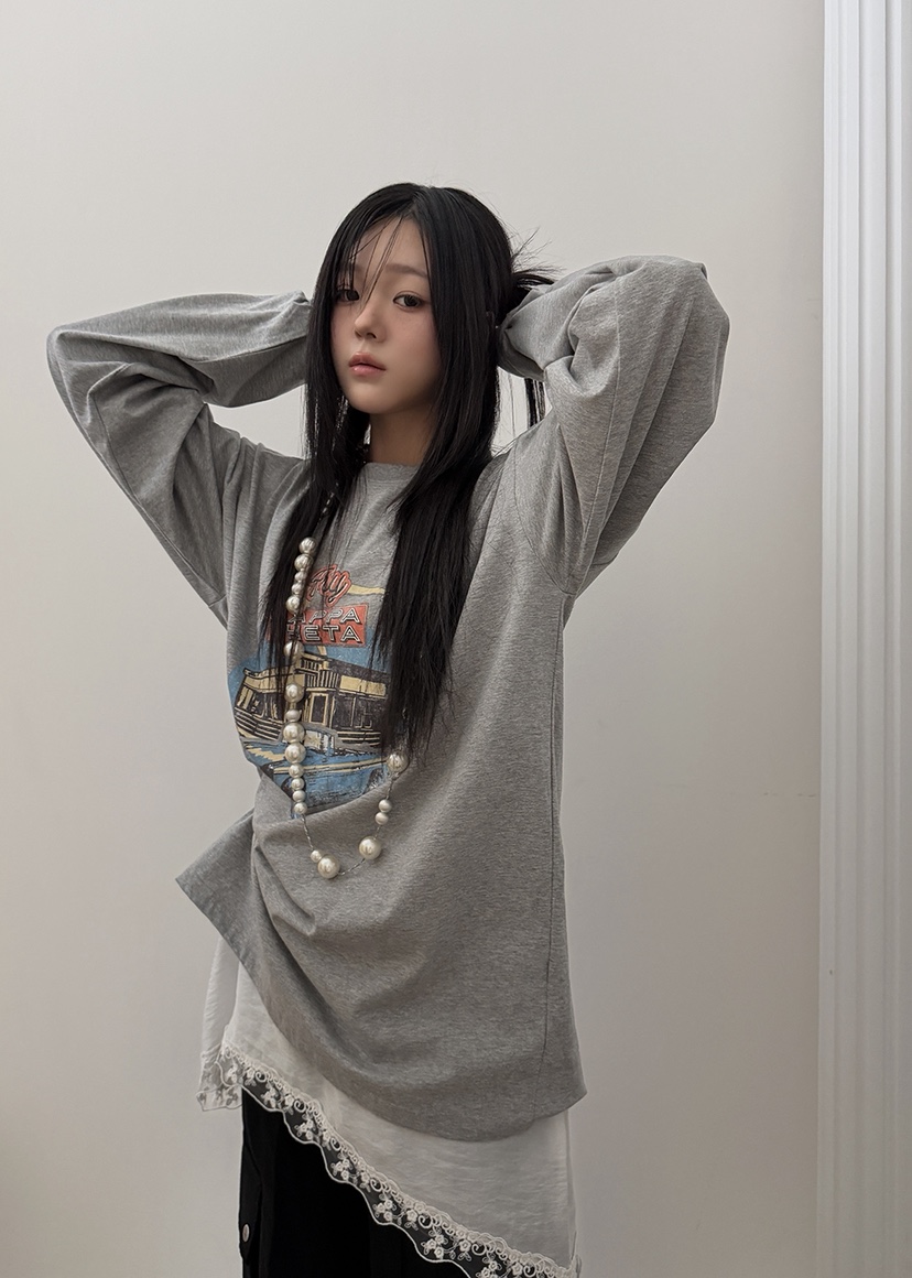 AMOOD韓國直郵實拍女士新品推薦時尚26春夏職業人氣長袖T恤AMOOD長袖T恤