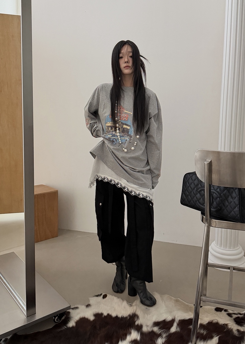 AMOOD韓國直郵實拍女士新品推薦時尚26春夏職業人氣長袖T恤AMOOD長袖T恤