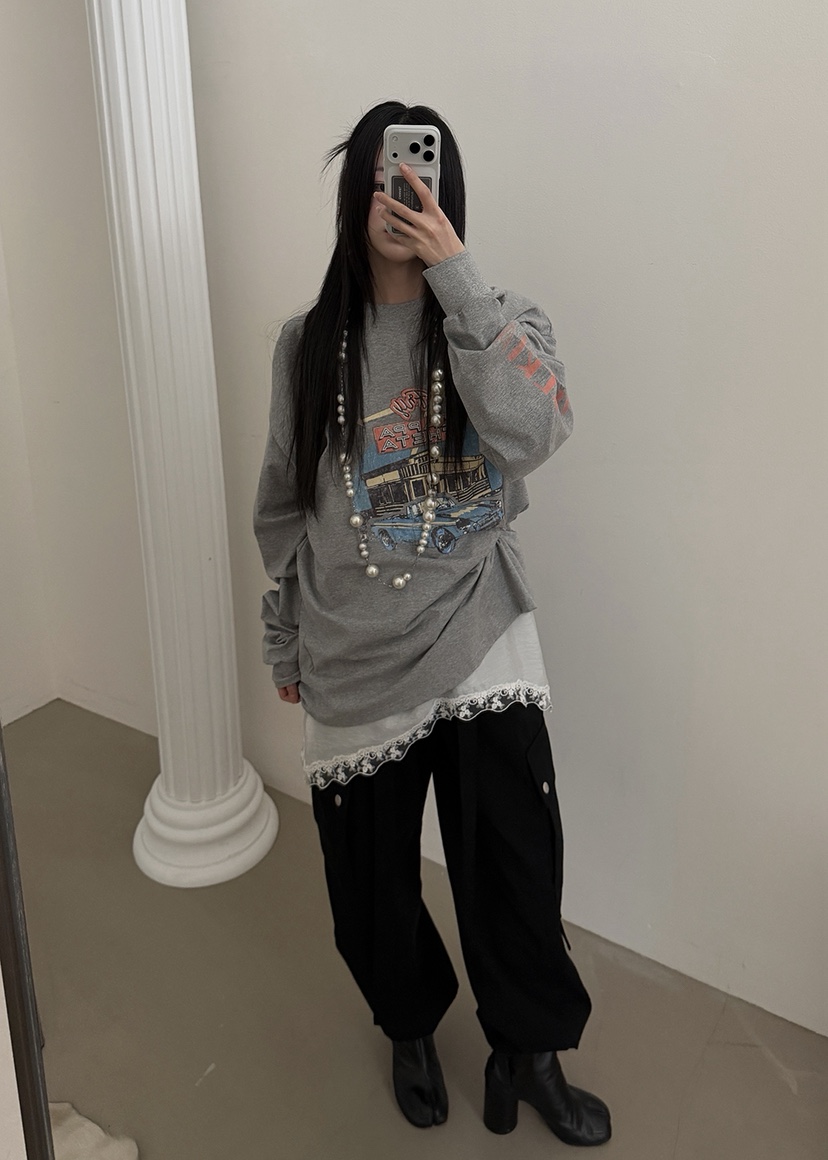 AMOOD韓國直郵實拍女士新品推薦時尚26春夏職業人氣長袖T恤AMOOD長袖T恤