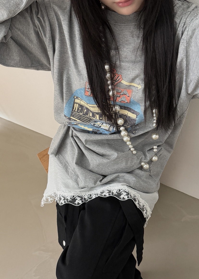 AMOOD韓國直郵實拍女士新品推薦時尚26春夏職業人氣長袖T恤AMOOD長袖T恤