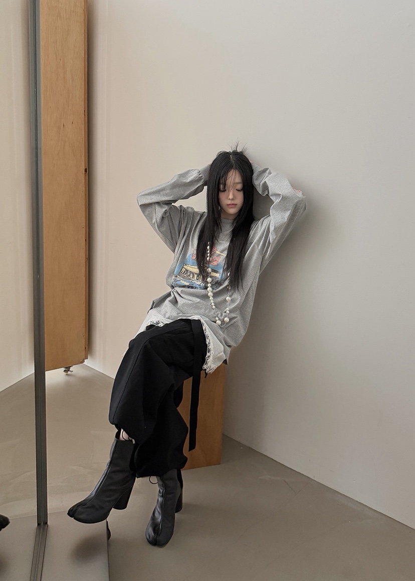 AMOOD韓國直郵實拍女士新品推薦時尚26春夏職業人氣長袖T恤AMOOD長袖T恤