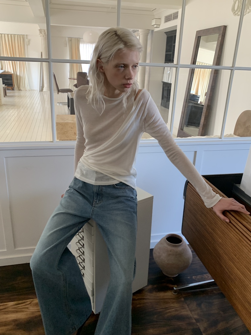 BOWIE韓國直郵實拍女裝新款26春夏休閑時尚職業熱賣長袖T恤BOWIE長袖T恤