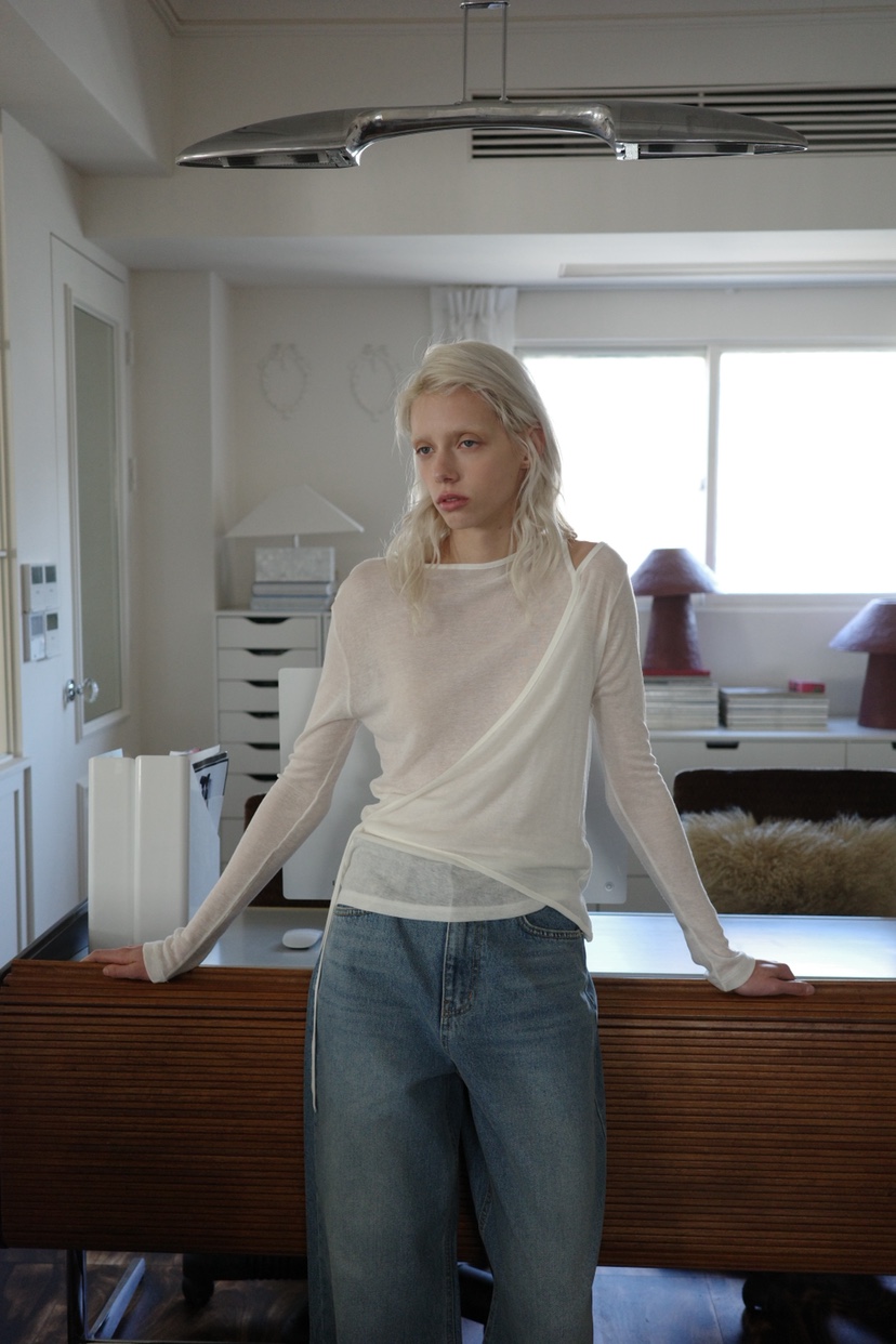 BOWIE韓國直郵實拍女裝新款26春夏休閑時尚職業熱賣長袖T恤BOWIE長袖T恤