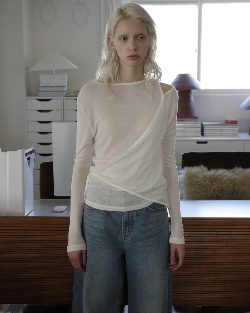 BOWIE韓國直郵實拍女裝新款26春夏休閑時尚職業熱賣長袖T恤BOWIE長袖T恤