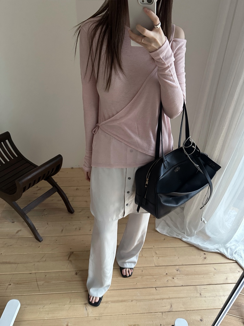 BOWIE韓國直郵實拍女裝新款26春夏休閑時尚職業熱賣長袖T恤BOWIE長袖T恤