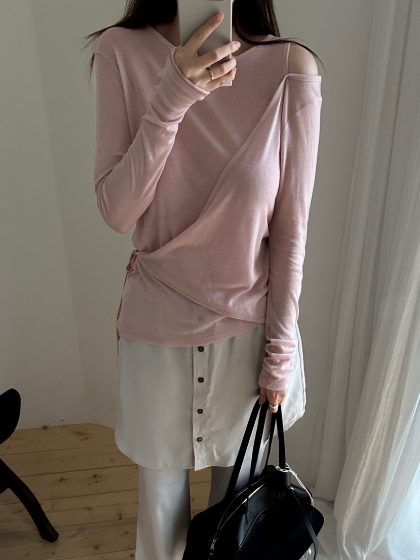 BOWIE韓國直郵實拍女裝新款26春夏休閑時尚職業熱賣長袖T恤BOWIE長袖T恤