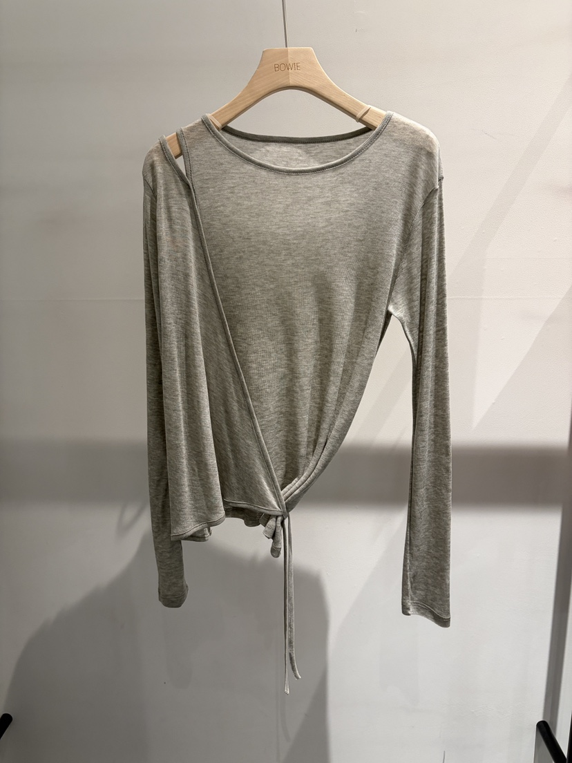 BOWIE韓國直郵實拍女裝新款26春夏休閑時尚職業熱賣長袖T恤BOWIE長袖T恤圖色3