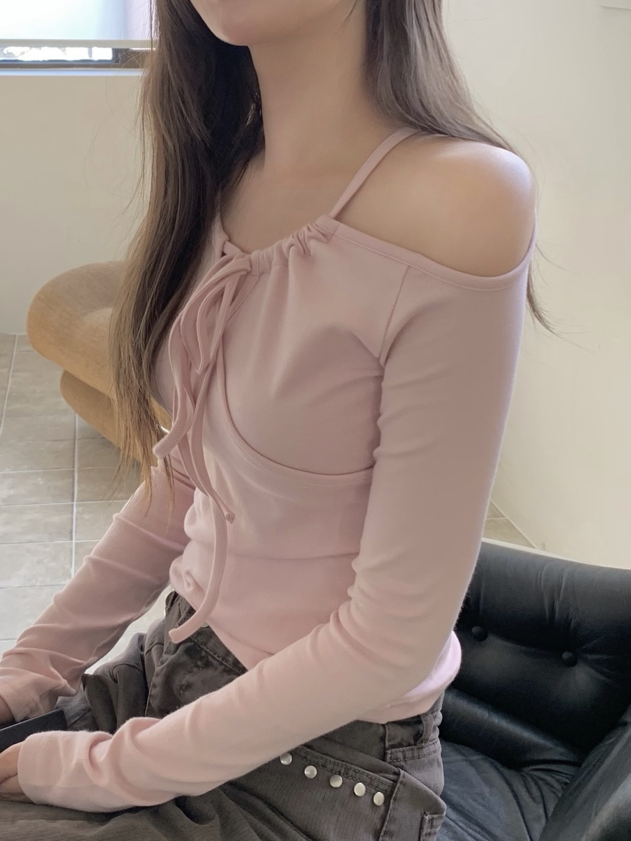 LEGACY韓國直郵女裝新款時尚熱賣休閑人氣職業長袖T恤鏤空LEGACY長袖T恤