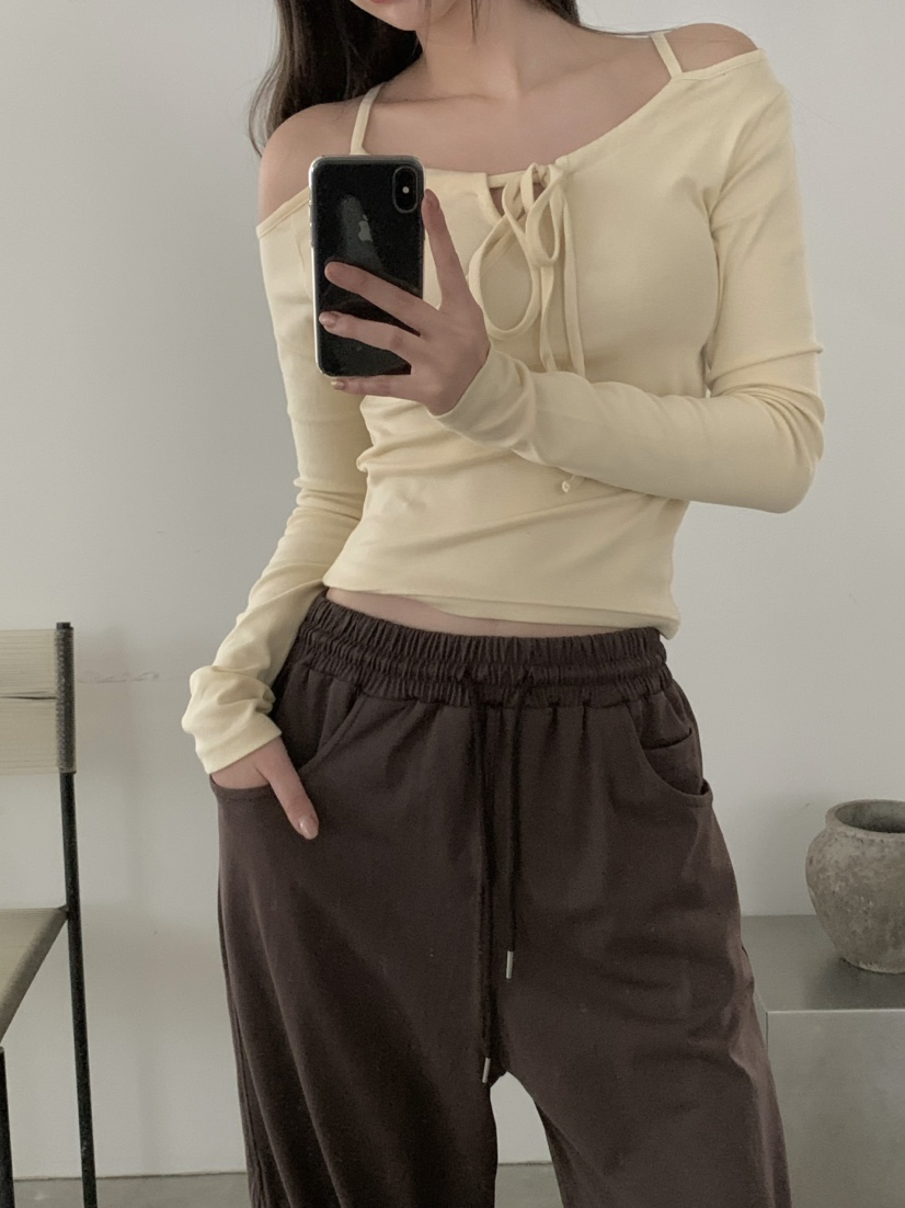 LEGACY韓國直郵女裝新款時尚熱賣休閑人氣職業長袖T恤鏤空LEGACY長袖T恤