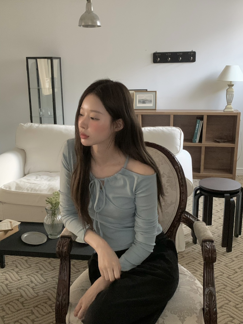 LEGACY韓國直郵女裝新款時尚熱賣休閑人氣職業長袖T恤鏤空LEGACY長袖T恤