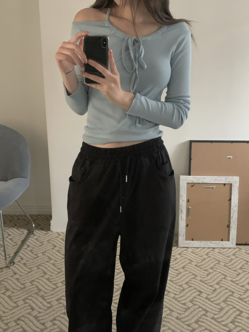 LEGACY韓國直郵女裝新款時尚熱賣休閑人氣職業長袖T恤鏤空LEGACY長袖T恤