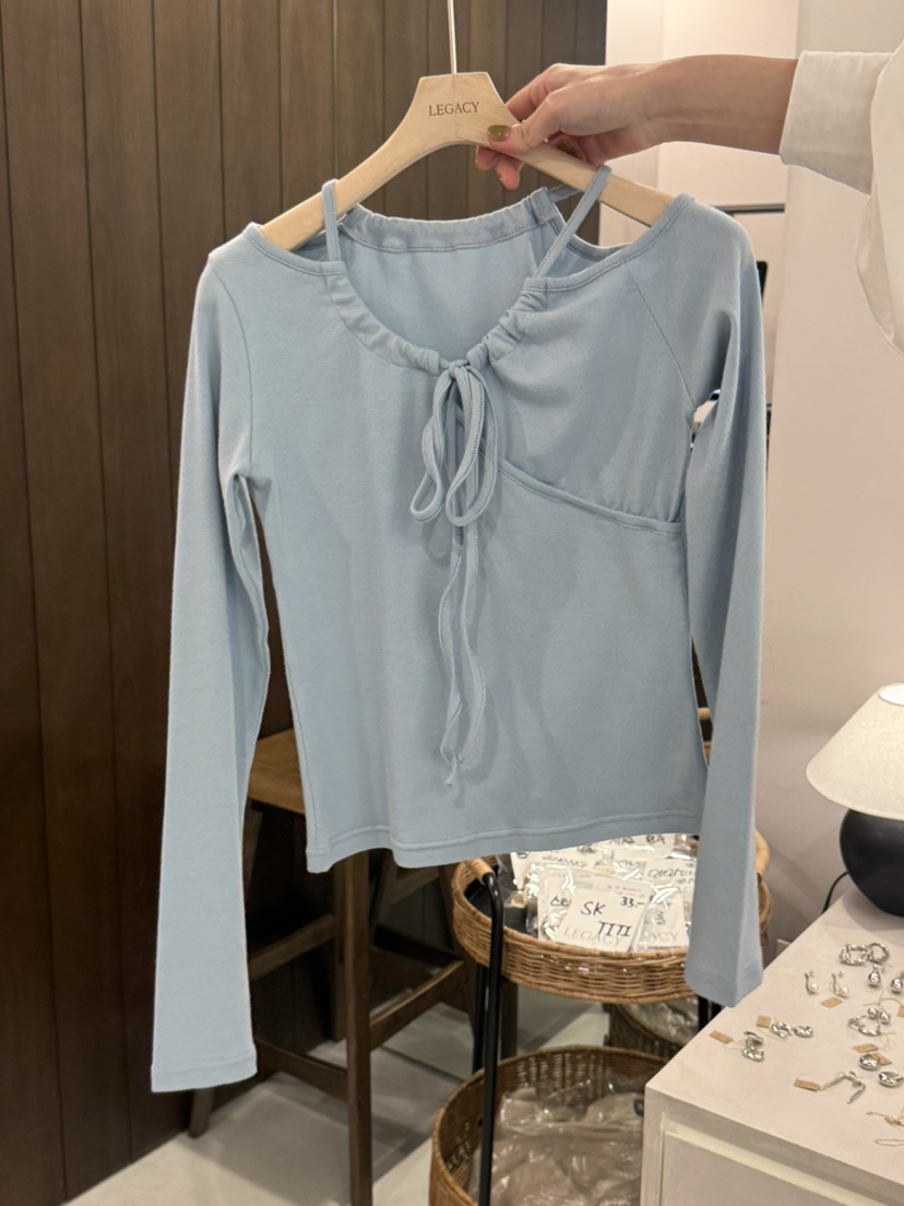 LEGACY韓國直郵女裝新款時尚熱賣休閑人氣職業長袖T恤鏤空LEGACY長袖T恤圖色3