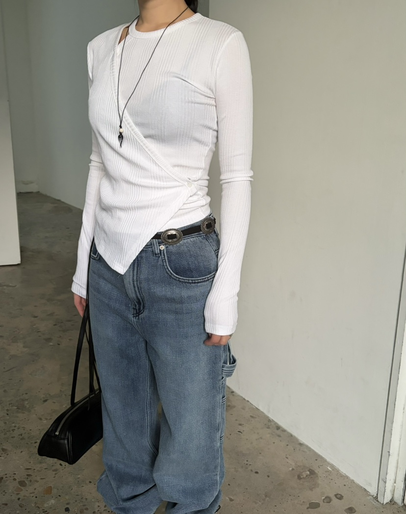 OVER NEAR韓國直郵實拍女裝新款26春夏人氣推薦職業長袖T恤OVER NEAR長袖T恤