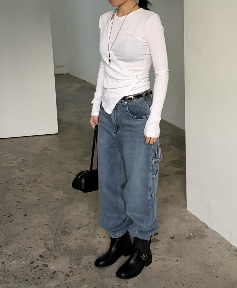 OVER NEAR韓國直郵實拍女裝新款26春夏人氣推薦職業長袖T恤OVER NEAR長袖T恤