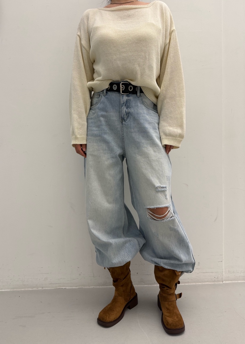 PAIRING韓國東大門直郵女士新款推薦時尚休閑牛仔褲不含腰帶PAIRING牛仔褲