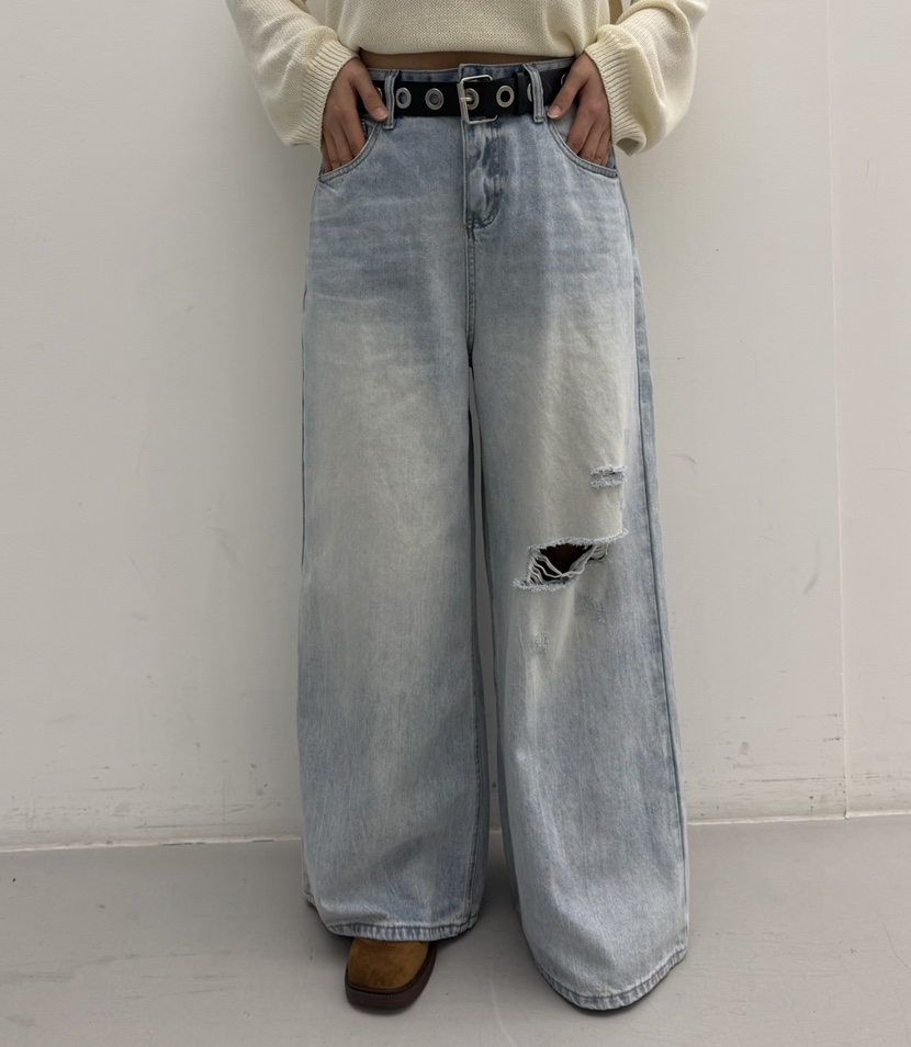 PAIRING韓國東大門直郵女士新款推薦時尚休閑牛仔褲不含腰帶PAIRING牛仔褲