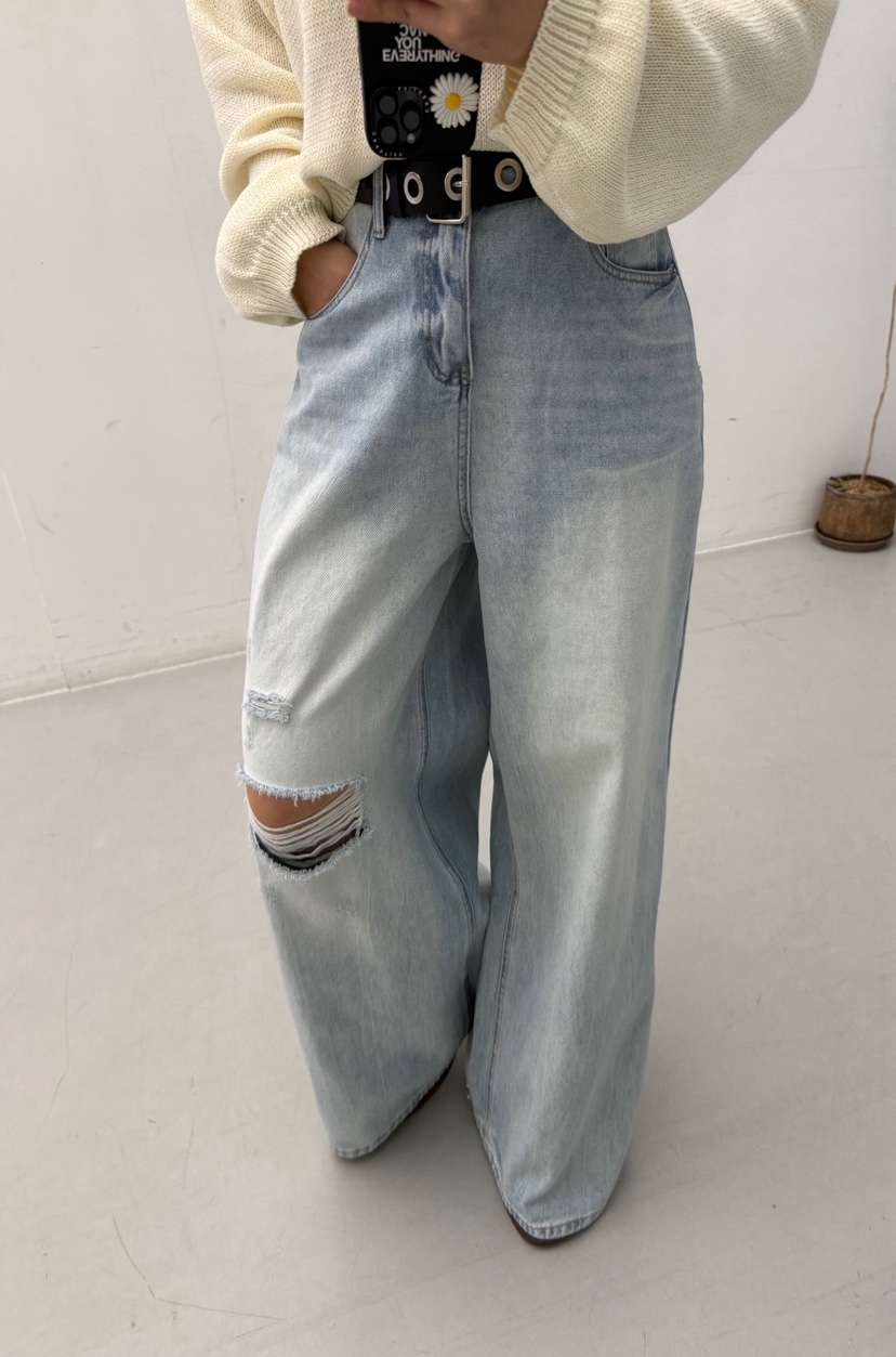 PAIRING韓國東大門直郵女士新款推薦時尚休閑牛仔褲不含腰帶PAIRING牛仔褲