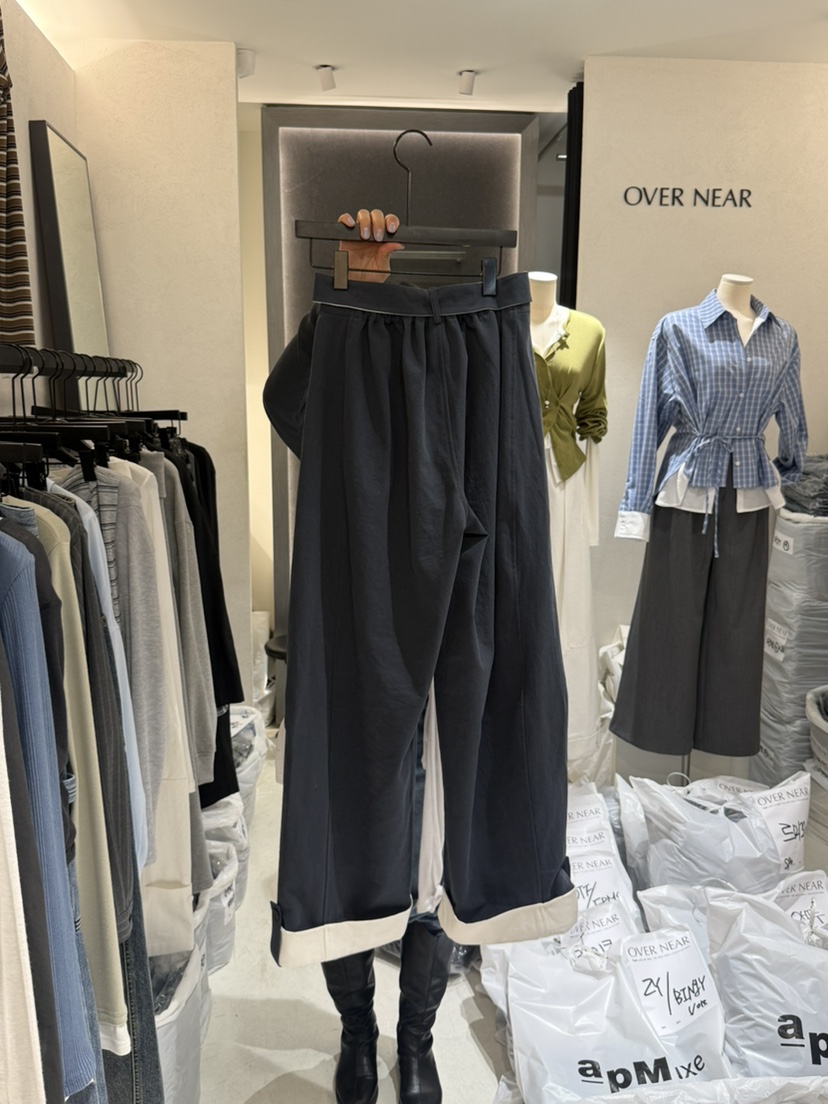 OVER NEAR韓國東大門代購女士新款休閑26春夏牛仔褲含腰帶OVER NEAR牛仔褲