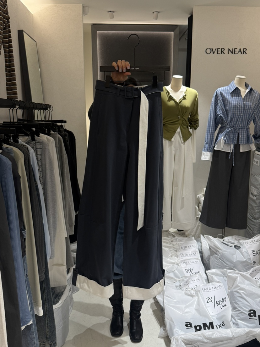 OVER NEAR韓國東大門代購女士新款休閑26春夏牛仔褲含腰帶OVER NEAR牛仔褲圖色2