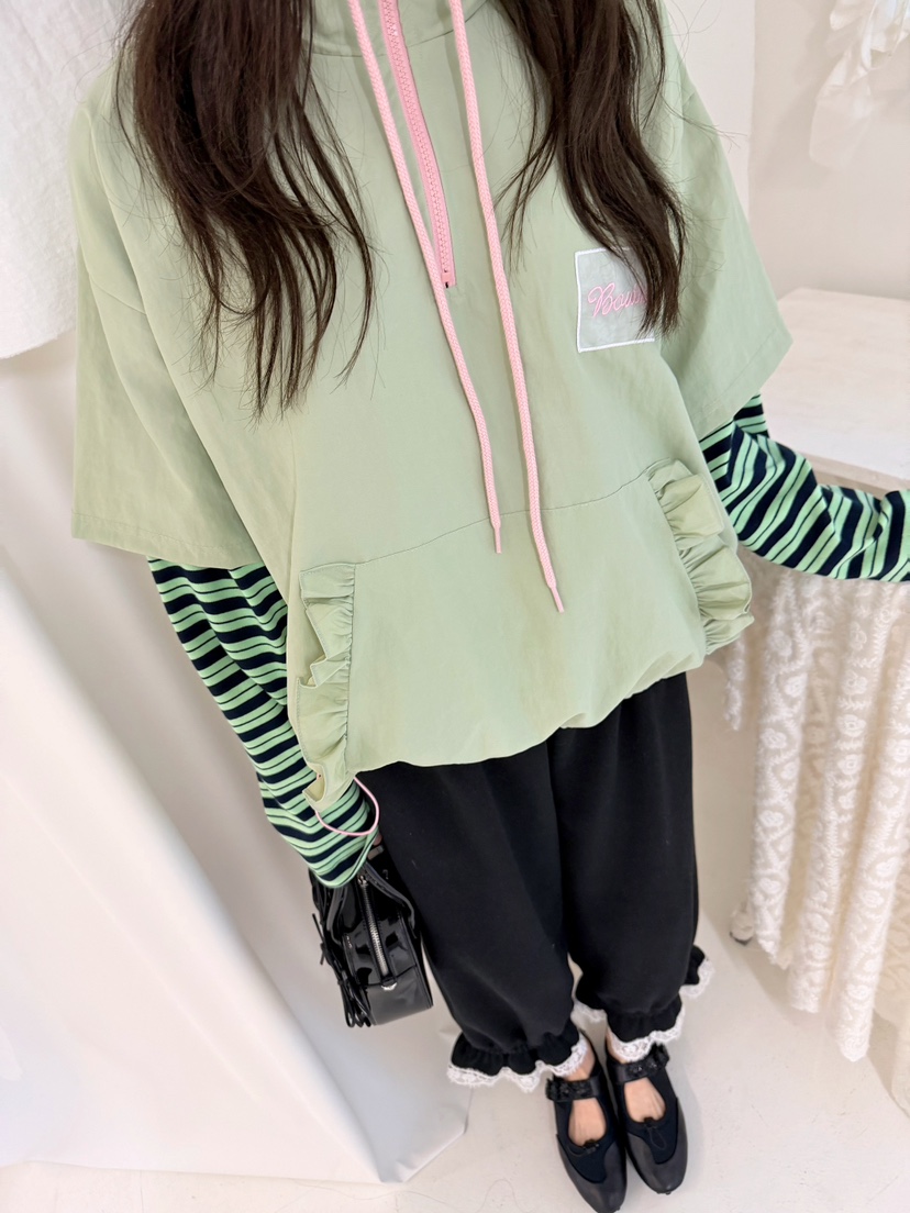 BOUTIQUE-L韓國直郵女士新品休閑時尚熱賣人氣衛衣荷葉邊BOUTIQUE-L衛衣