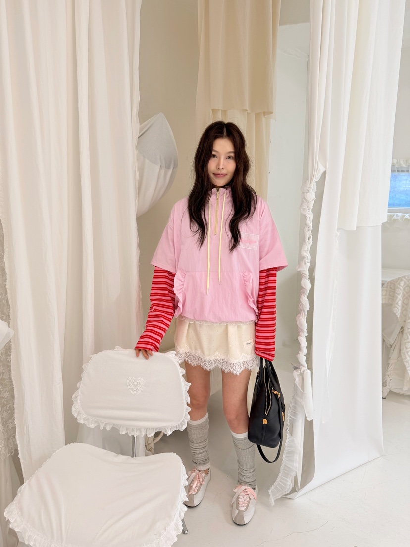 BOUTIQUE-L韓國直郵女士新品休閑時尚熱賣人氣衛衣荷葉邊BOUTIQUE-L衛衣