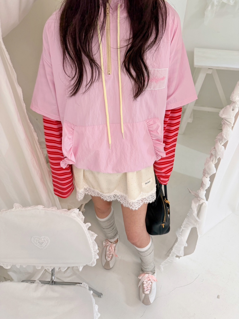 BOUTIQUE-L韓國直郵女士新品休閑時尚熱賣人氣衛衣荷葉邊BOUTIQUE-L衛衣