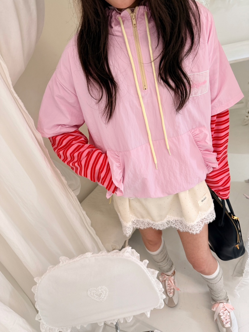 BOUTIQUE-L韓國直郵女士新品休閑時尚熱賣人氣衛衣荷葉邊BOUTIQUE-L衛衣