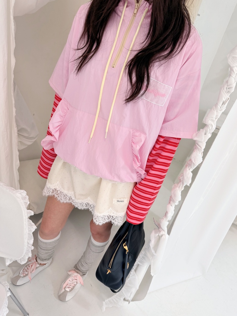 BOUTIQUE-L韓國直郵女士新品休閑時尚熱賣人氣衛衣荷葉邊BOUTIQUE-L衛衣