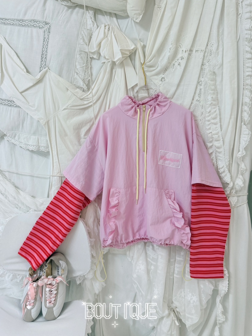 BOUTIQUE-L韓國直郵女士新品休閑時尚熱賣人氣衛衣荷葉邊BOUTIQUE-L衛衣圖色1